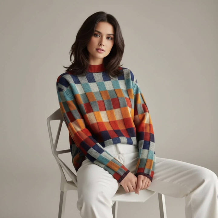 EMMA CHECKED MERINO JUMPER