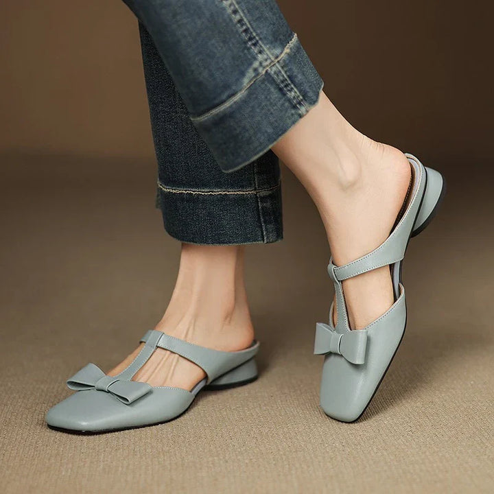 CLARA LEATHER SLIDE MULES