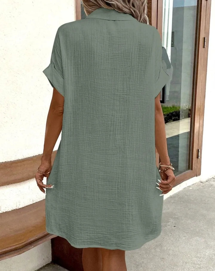 MARIA LINEN POCKET SHIRT DRESS
