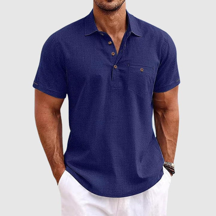 THEODORE WILLOW LINEN POLO SHIRT
