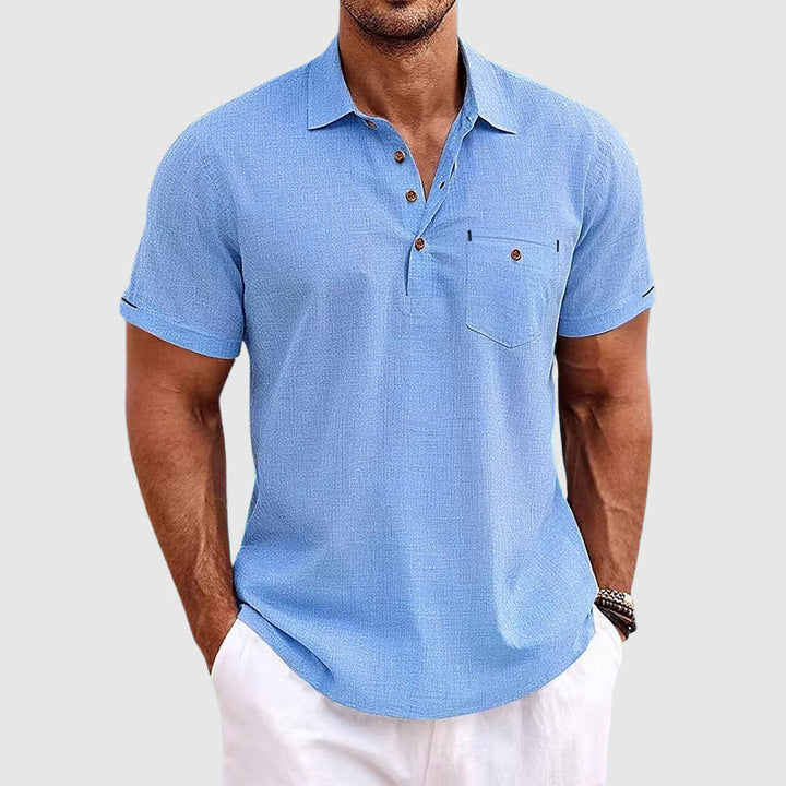 THEODORE WILLOW LINEN POLO SHIRT