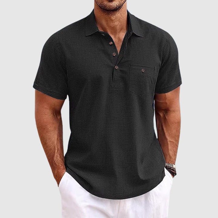THEODORE WILLOW LINEN POLO SHIRT
