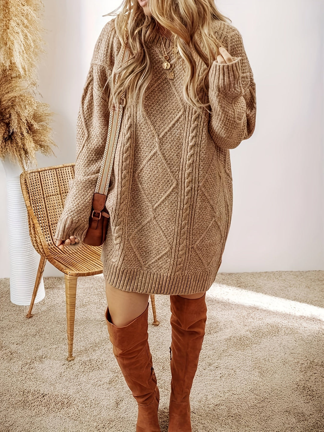 JUNO CABLE-KNIT JUMPER DRESS