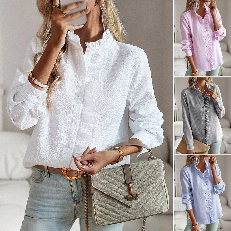 AURORA RUFFLE LONG SLEEVE SHIRT